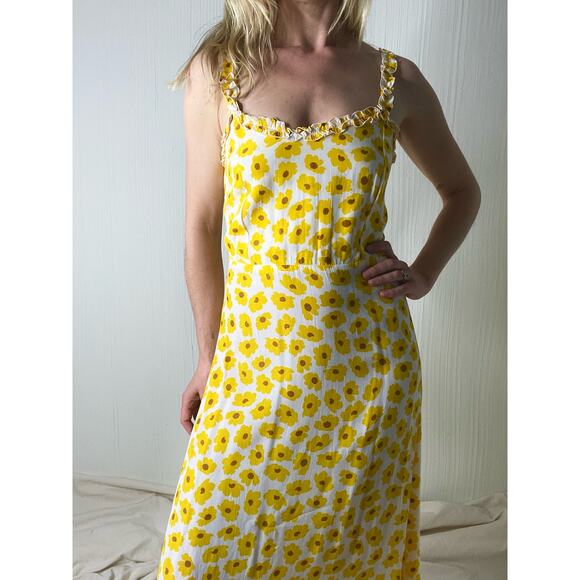 FAITHFULL THE BRAND Noemie Marigold Constance Floral Midi Dress US 4 - Picture 6 of 14